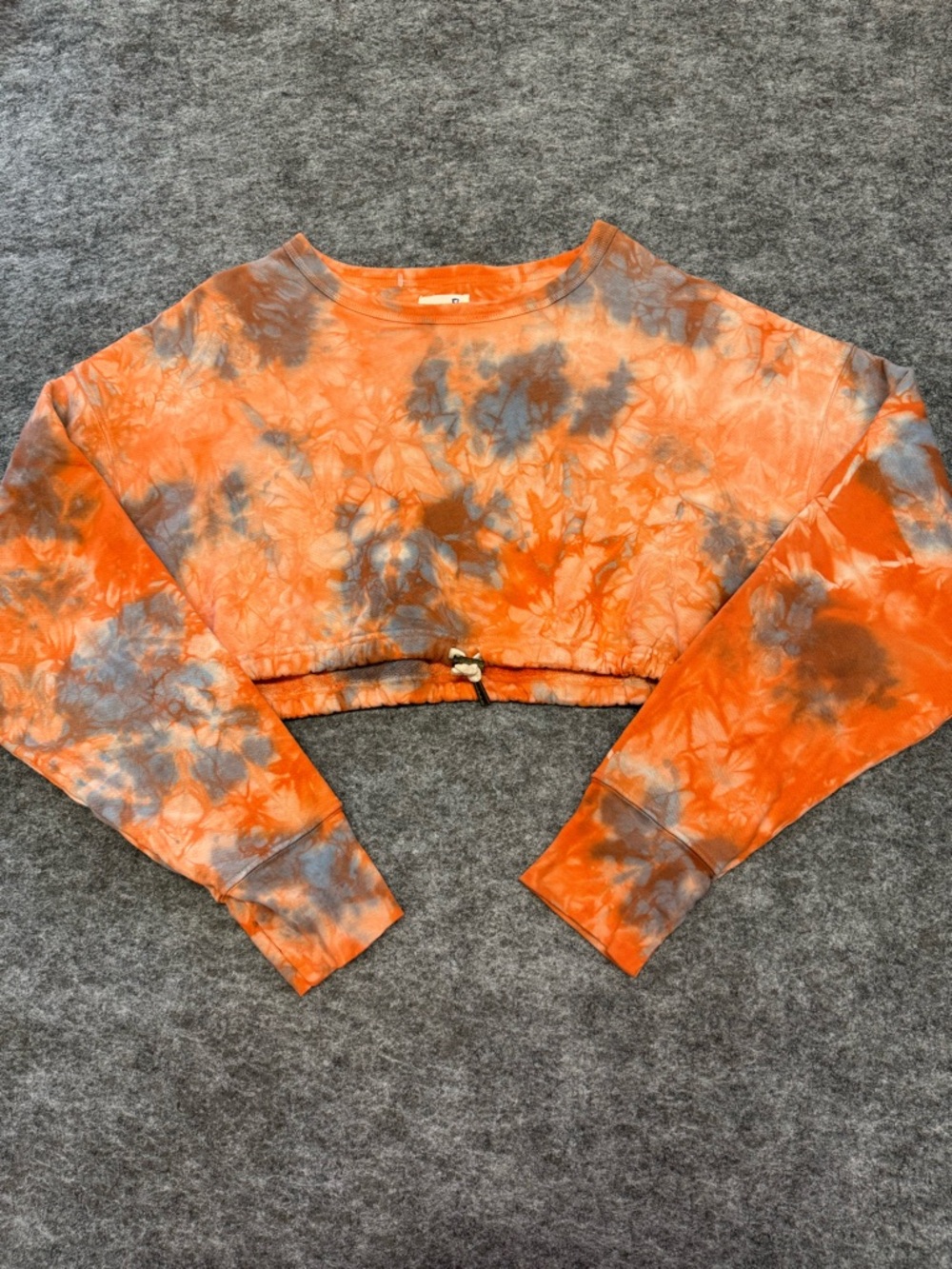 Vintage Souls LA Made in USA Cotton Tie Dye Orange Cropped Crewneck Size L